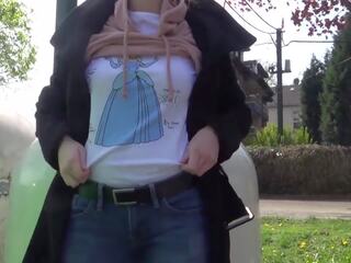 Public Pissing a Student shows Her Breasts Right on the | xHamster