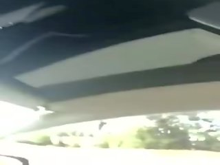 Passionate shemale clip her hard member while driving
