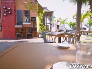 Brunette waitress keira croft pounded pov for great service