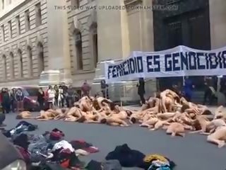 Nude Women Protest in Argentina -colour Version: dirty video 01