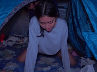 Public Camping sex video in Tent feat. BellamissU