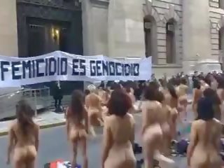 Nude Women Protest in Argentina -colour Version: dirty video 01