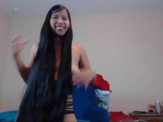 Adorable Long Haired Asian Striptease and Hairplay: HD x rated clip 7a