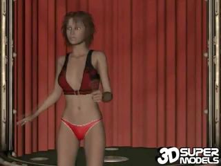 Luscious 3d marvellous Model Kitty Dancing Seductivelly On Her Red Bikini