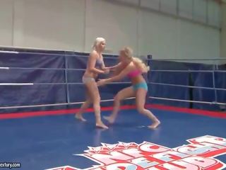 Gorgeous teen blondes fighting