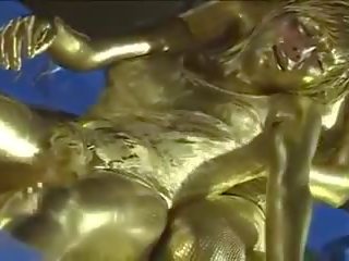 Queen tortures gold painted slave