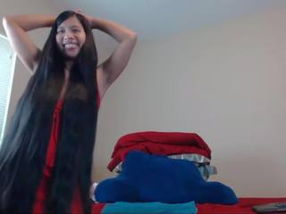 Adorable Long Haired Asian Striptease and Hairplay: HD xxx clip 6a