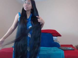 Delightful Long Haired Asian Striptease and Hairplay: HD x rated film da