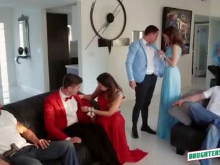 Melissa Moore and Riley Reid fucked by their dads on prom night