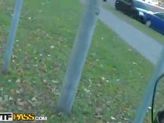 Blonde party daughter loves outdoor fucking