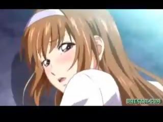 Busty hentai coed cứng poked từ phía sau